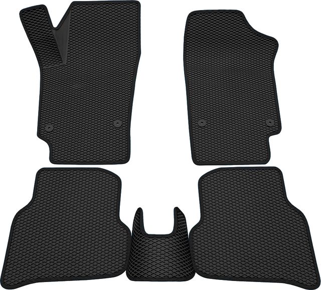 Коврики Rezkon 3D EVA Ромб резиновые для салона Volkswagen Polo V 2009-2020 Черный кант. Артикул 9235020101