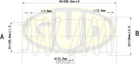 Пружина подвески G.U.D. передняя для Volkswagen Passat B3 1988-1997. Артикул GCS095021