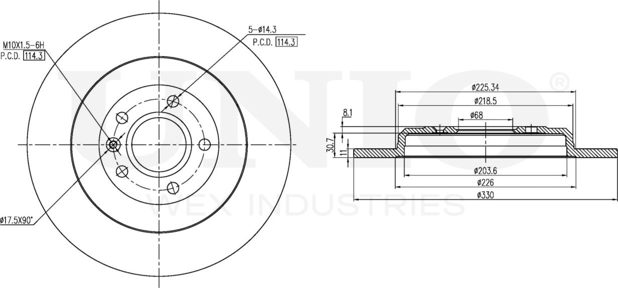 Диск тормозной (Unio). Артикул BRD-20533