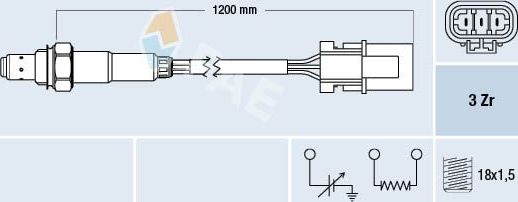 Лямбда-зонд (кислородный датчик) FAE для Nissan Terrano II 1996-2006. Артикул 77231