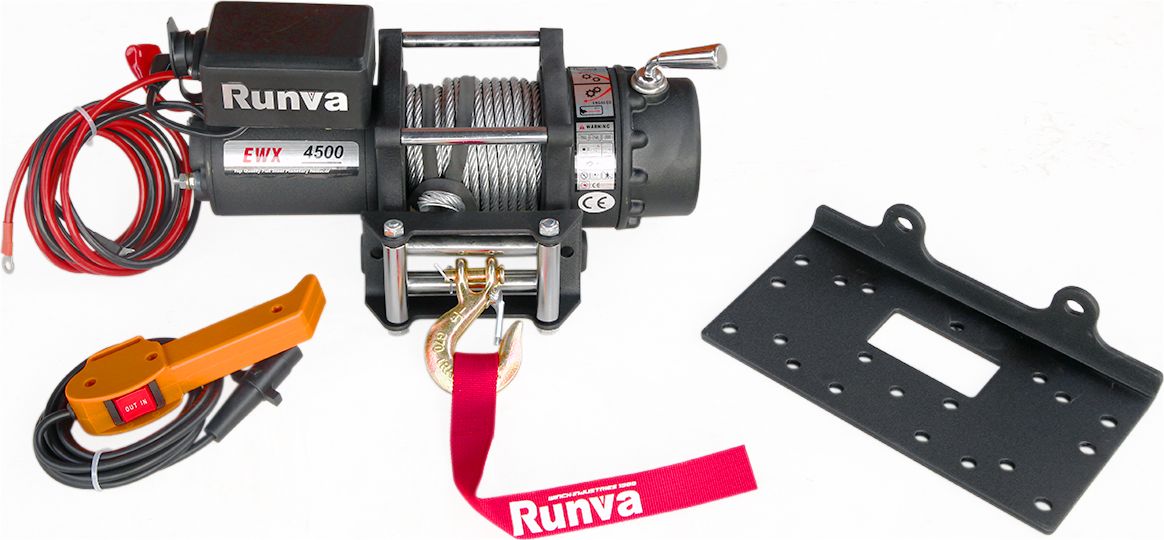 Лебёдка электрическая 12V Runva 4500 lbs 2040 кг для квадроцикла. Артикул EWX4500U