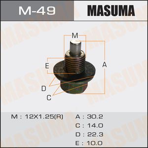 Сливная пробка масляного поддона двигателя Masuma для Toyota Auris I 2009-2012. Артикул M-49