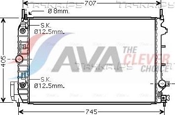 Радиатор охлаждения двигателя AVA для Cadillac BLS 2006-2009. Артикул OLA2388