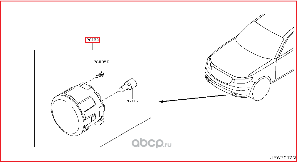 Фара противотуманная Nissan. Артикул 261508992B