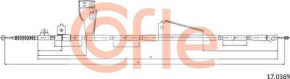Трос ручника (тросик ручного тормоза) Cofle задний правый для Nissan Navara D40 2005-2015. Артикул 92.17.0369