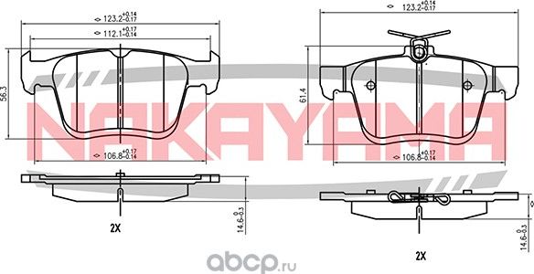 Колодки тормозные задние, к- кт (Nakayama). Артикул HP8654NY