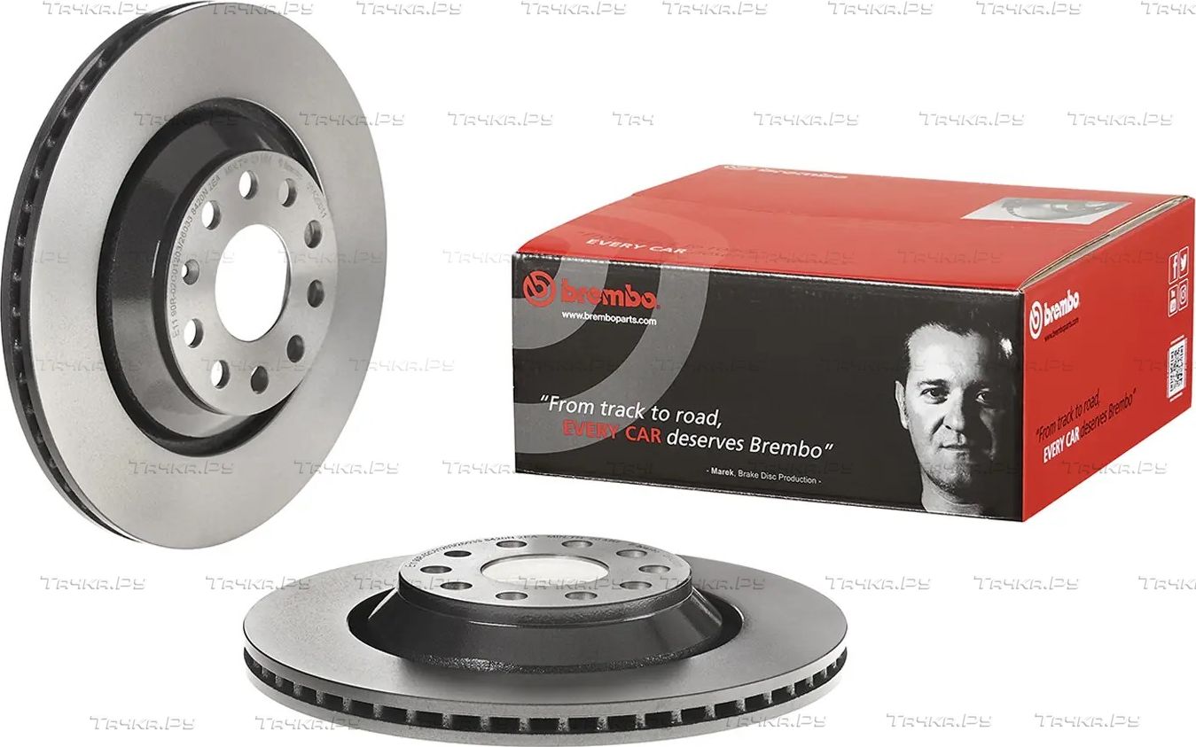Тормозной диск Brembo PRIME LINE - UV Coated задний для Volkswagen Scirocco III 2008-2017. Артикул 09.A200.11