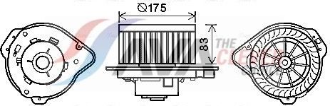 Вентилятор, мотор печки (отопителя) салона AVA (полимерный материал). Артикул VO8174