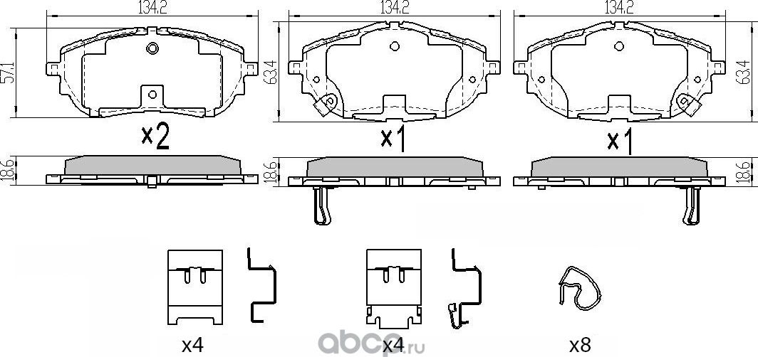 Комплект передних тормозных колодок, дисковый тормоз (Barnett). Артикул TY008