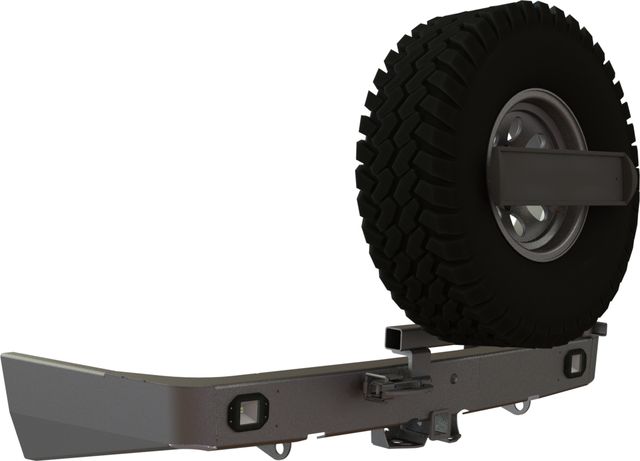 Бампер силовой STC задний для Lexus GX 470 2002-2009 с квадратом под фаркоп, калиткой по центру, кронштейном крепления гос номера, фарами заднего хода/ПТФ. Артикул STC-LGX470-BR-C1-L2