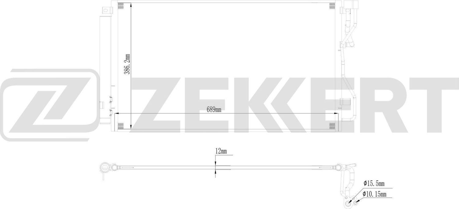 Радиатор кондиционера (конденсатор) Zekkert (алюминий). Артикул MK-3072