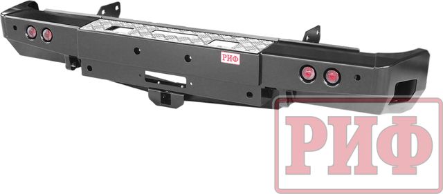 Бампер силовой РИФ задний с площадкой под лебёдку, квадратом под фаркоп и фонарями для Toyota Tundra 2007-2013. Артикул RIFTND-20135