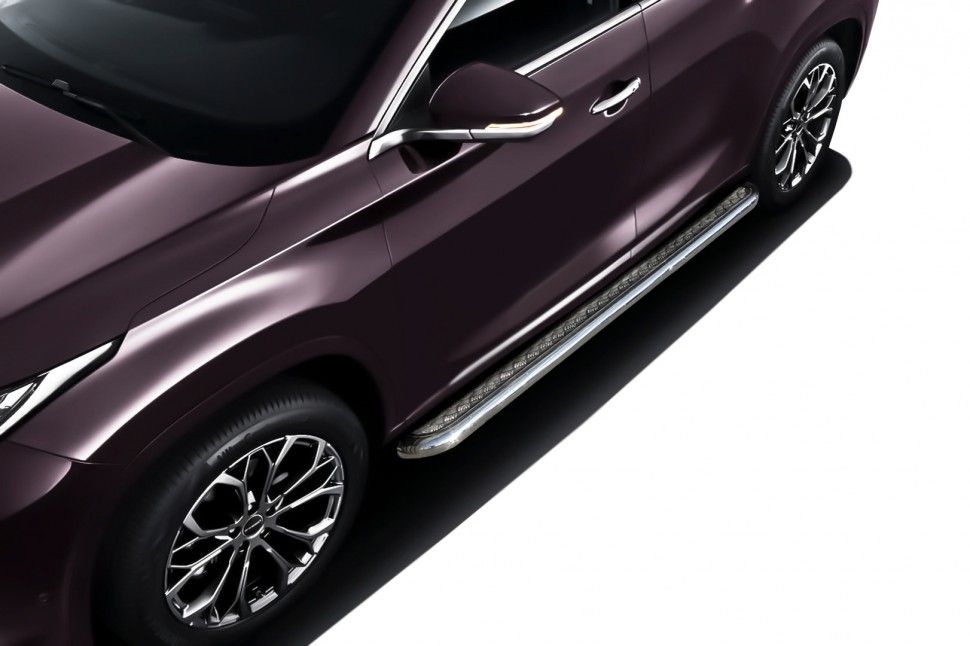 Пороги Slitkoff труба d57 с листом усиленные для Exeed TXL 2020-2026. Артикул CHEX-TXL-007