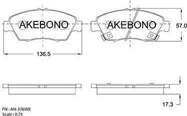 Тормозные колодки Akebono Standard. Артикул AN-376WK