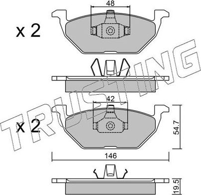 Тормозные колодки Trusting передние для Audi A3 I (8L) 1998-1999. Артикул 220.1