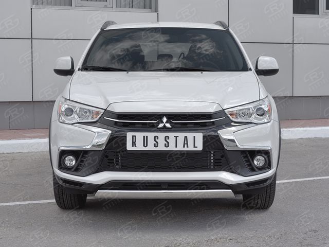 Защита РусCталь переднего бампера d75х42 дуга для Mitsubishi ASX I 2й рестайлинг 2016-2020. Артикул MASZ-002957