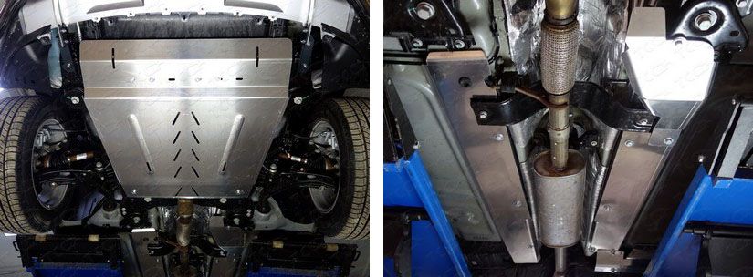 Защита алюминиевая ТСС (4 мм) для картера, КПП, магистрали кондиционера Ford Explorer V (кроме Sport 3.5 EcoBoost) 2015-2019. Артикул ZKTCC00227K