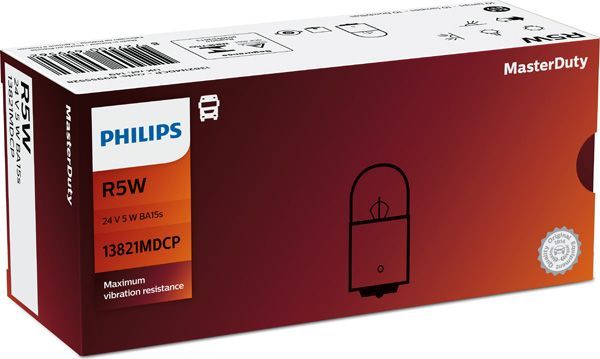 R5W 24V-5W (BA15s) (вибростойкая) MasterDuty Philips MasterDuty. Артикул 13821MDCP