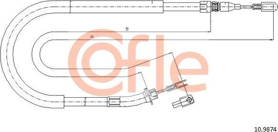Трос ручника (тросик ручного тормоза) Cofle задний правый/левый для Mercedes-Benz Sprinter 904 1995-2006. Артикул 92.10.9874