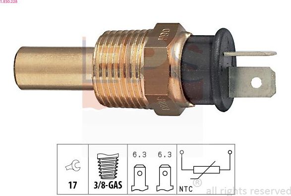 Датчик температуры охлаждающей жидкости EPS Made in Italy - OE Equivalent для Hyundai Lantra I 1990-1995. Артикул 1.830.228