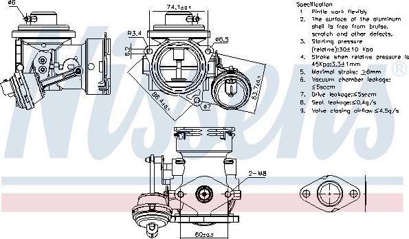 Клапан EGR (рециркуляции выхлопных газов) Nissens (алюминий) для SEAT Altea I 2004-2015. Артикул 98299