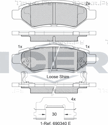 Тормозные колодки Icer задние для Chevrolet Camaro V 2009-2015. Артикул 182142