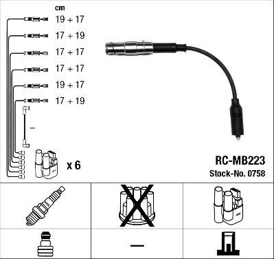 Высоковольтные провода (провода зажигания) (комплект) NGK. Артикул 0758