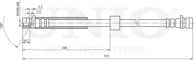 Шланг тормозной (Unio). Артикул BRH-10086