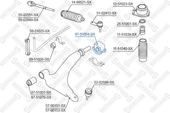 Сайлентблок переднего рычага подвески Stellox. Артикул 87-51054-SX