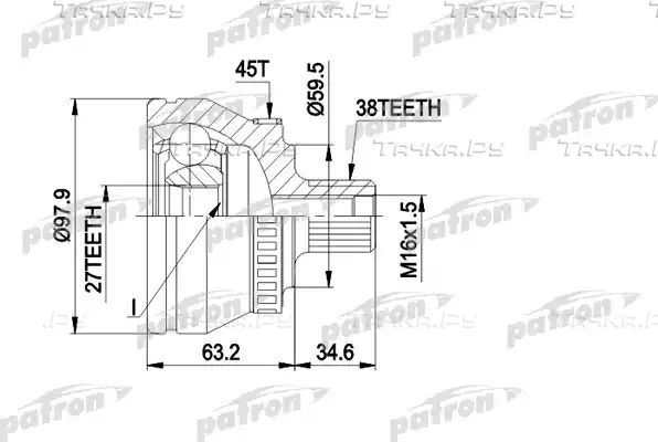 Шрус наружный (граната) Patron для Volkswagen Passat B5 1996-2005. Артикул PCV1267