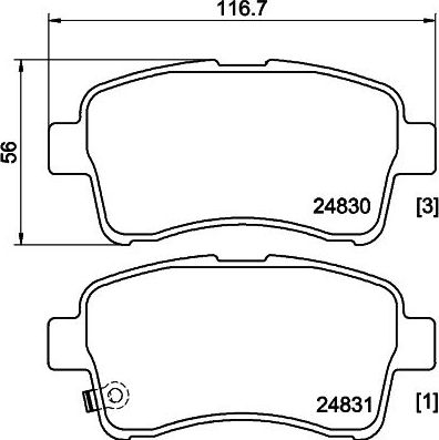 Тормозные колодки Hella NAO. Артикул 8DB 355 029-681