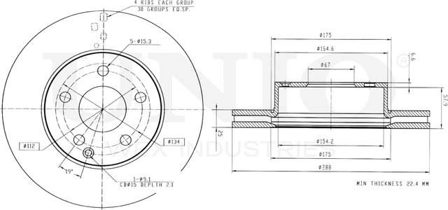 Диск тормозной (Unio). Артикул BRD-20470