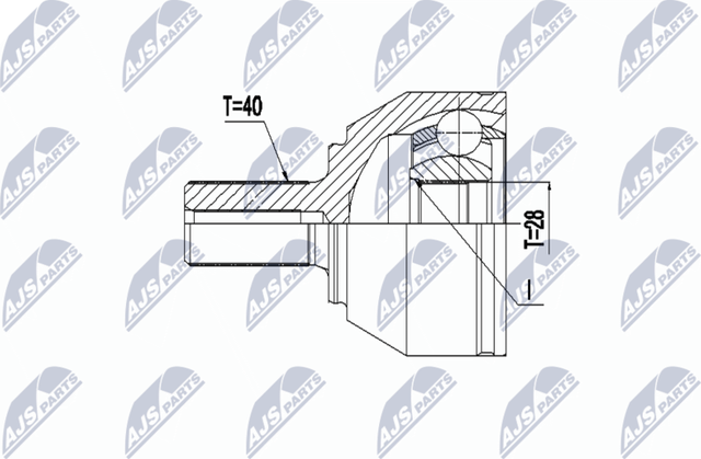 Шрус внутренний (граната) NTY передний для Volvo XC60 II 2017-2026. Артикул NPZ-VV-024