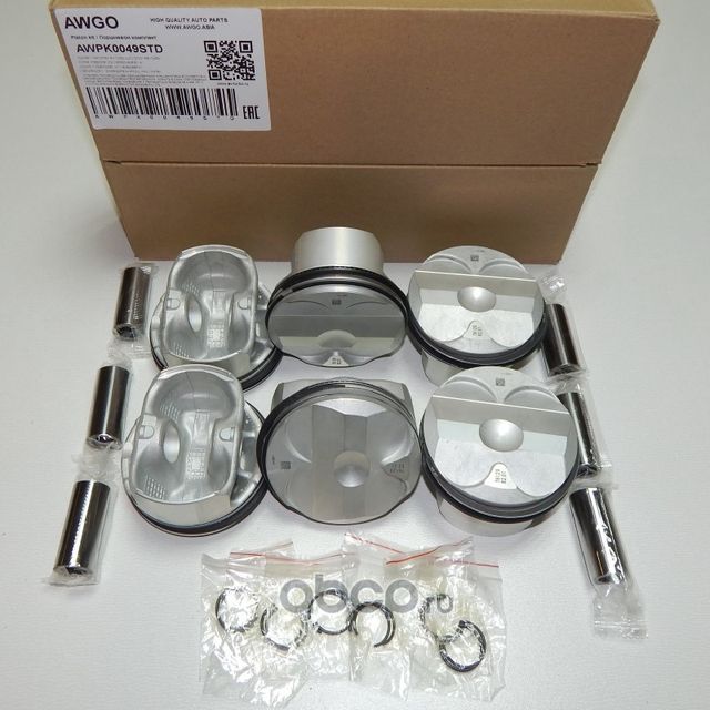 6 шт. порш., кольца, пальцы STD (комплект) AWPK0049STD (Awgo) Awgo. Артикул AWPK0049STD