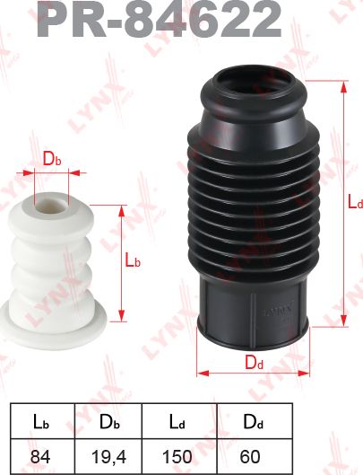 Комплект отбойников и пыльников амортизаторов (стоек) LYNXauto. Артикул PR-84622