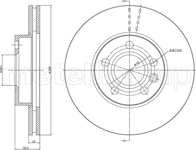 Тормозной диск Metelli передний для Ford Galaxy I 1995-2006. Артикул 23-0403C