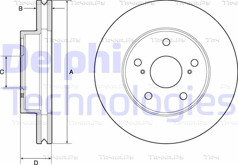 Тормозной диск Delphi передний для Toyota Hilux VII 2006-2015. Артикул BG4758C
