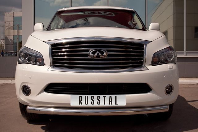 Защита RusStal переднего бампера d76 (дуга) для Infiniti QX56 III 2010-2013. Артикул INZ-000324