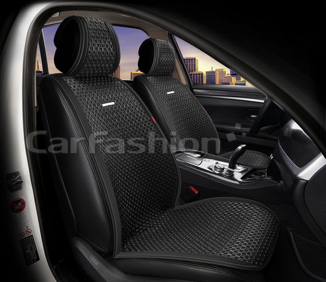 Накидки универсальные CarFashion 2D Breeze Front на передние сидения авто, цвет Черный/Черный/Черный. Артикул 26230