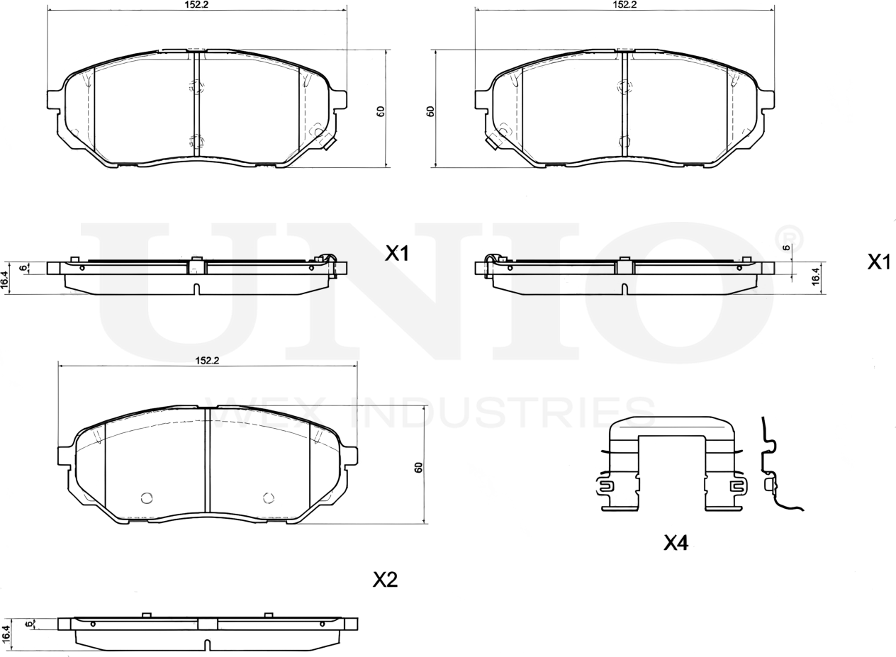 Колодки тормозные дисковые, комплект (Unio). Артикул BRP-20167