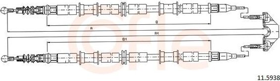 Трос ручника (тросик ручного тормоза) Cofle задний для Opel Astra G 1998-2009. Артикул 11.5938