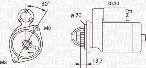 Стартер Magneti Marelli для Smart Fortwo I (W450) 1998-2004. Артикул 063191007010
