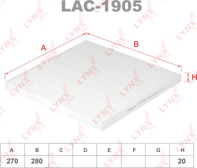 Салонный фильтр LYNXauto. Артикул LAC-1905