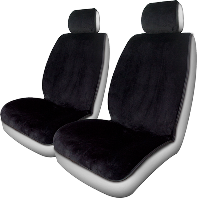 Накидки универсальные CarFashion Alpaca из искусственного меха на передние сидения авто, цвет Черный. Артикул 21216