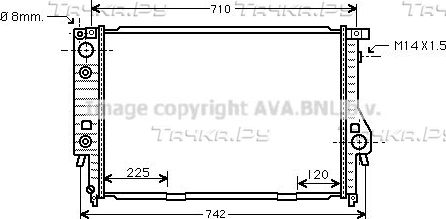 Радиатор охлаждения двигателя AVA. Артикул BW2145