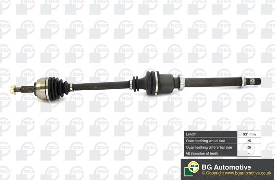 Полуось (привод в сборе, приводной вал) BGA передняя правая для Renault Megane IV 2010-2026. Артикул DS7356R