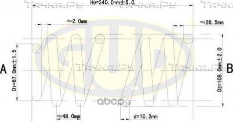 Пружина подвески G.U.D. задняя для Volkswagen Golf III 1991-1997. Артикул GCS295003