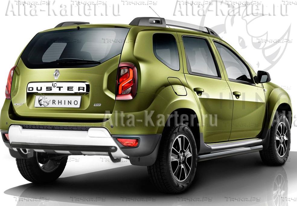 Защита порогов RusStal труба d63 (вариант 1) для Renault Duster I рестайлинг 2015-2020. Артикул RDTBR-0021801CH