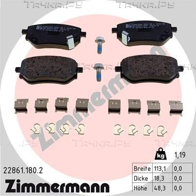 Тормозные колодки Zimmermann. Артикул 22861.180.2