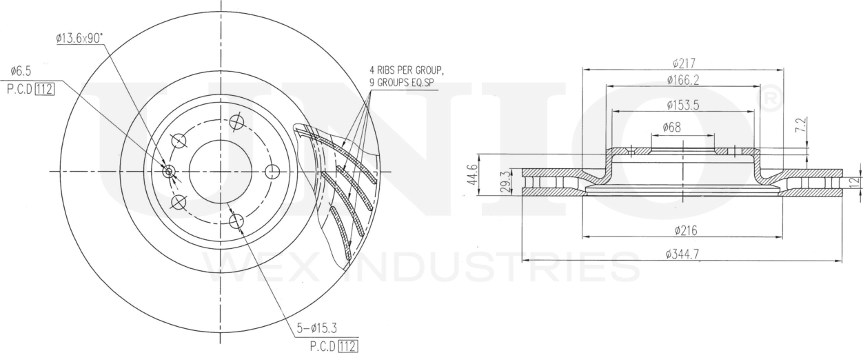 Диск тормозной (Unio). Артикул BRD-20609